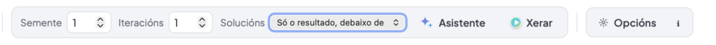 Barra superior de LĂșa co selector de soluciĂłns e o botĂłn Xerar