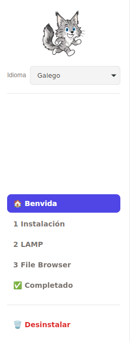 Pantalla de benvida do instalador de Piztu